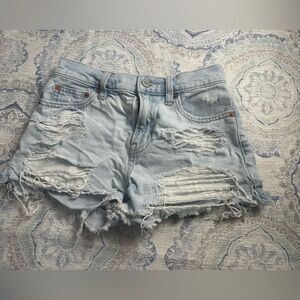 Distressed Light Blue Denim Shorts American Eagle size 0